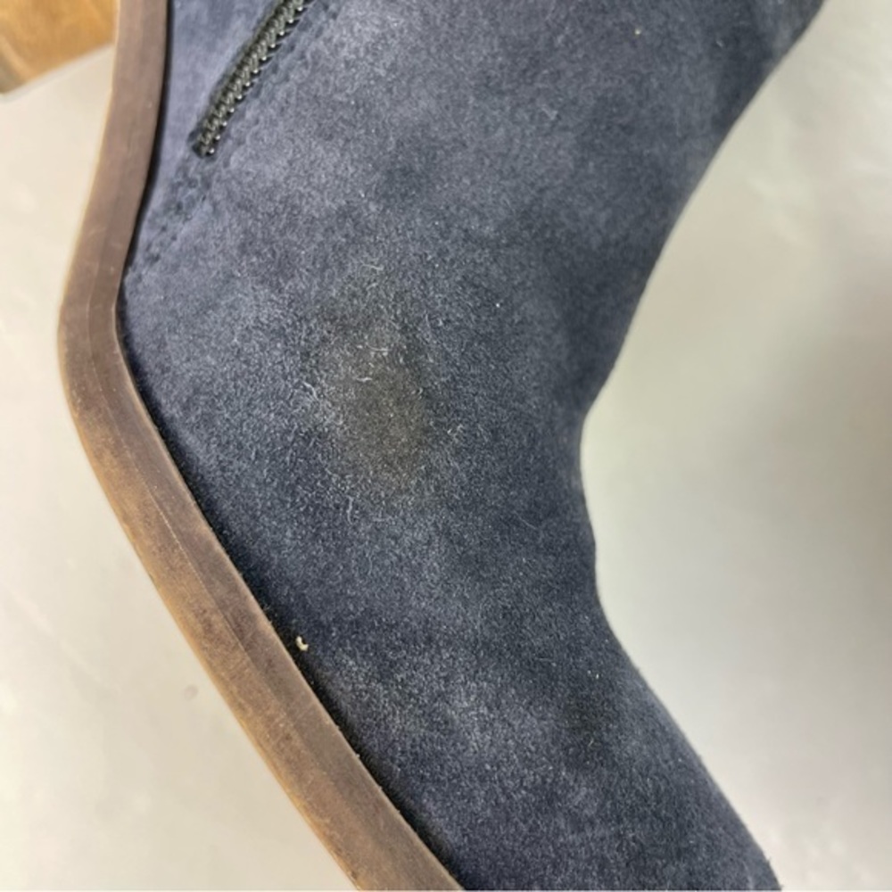 Kenneth Cole Reaction Rotini Blue Suede Fringe Block Heel Booties - Picture 13 of 14